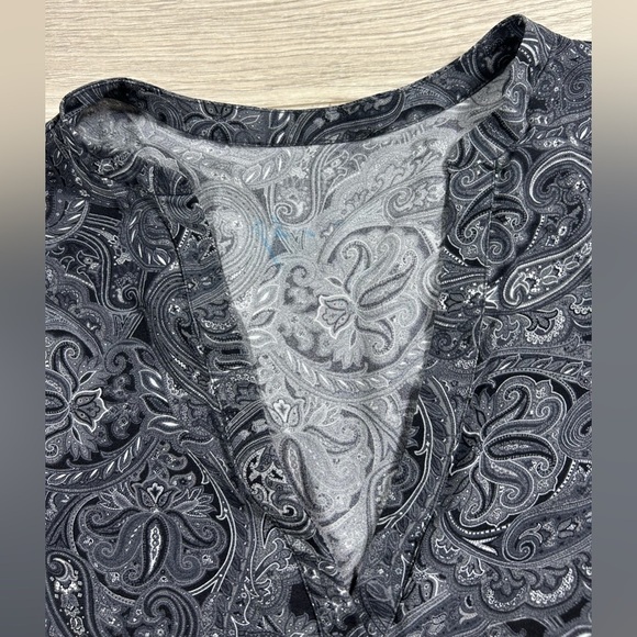 Michael Kors COLLECTION Silk Paisley Print Long Sleeve Dress in "Slate Multi” - Picture 6 of 11